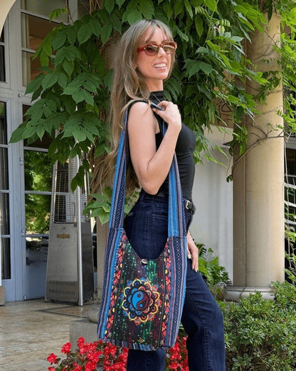 Kathmandu Collection Yin Yang Print Hobo Bag - Blu Lotus Boutique
