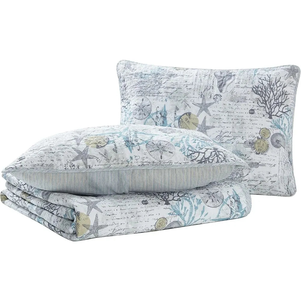 King Quilt Set, Soft & Reversible Woven Bedding with Matching Pillowcases, Medium Weight for Year Round Comfort - Blu Lotus Boutique