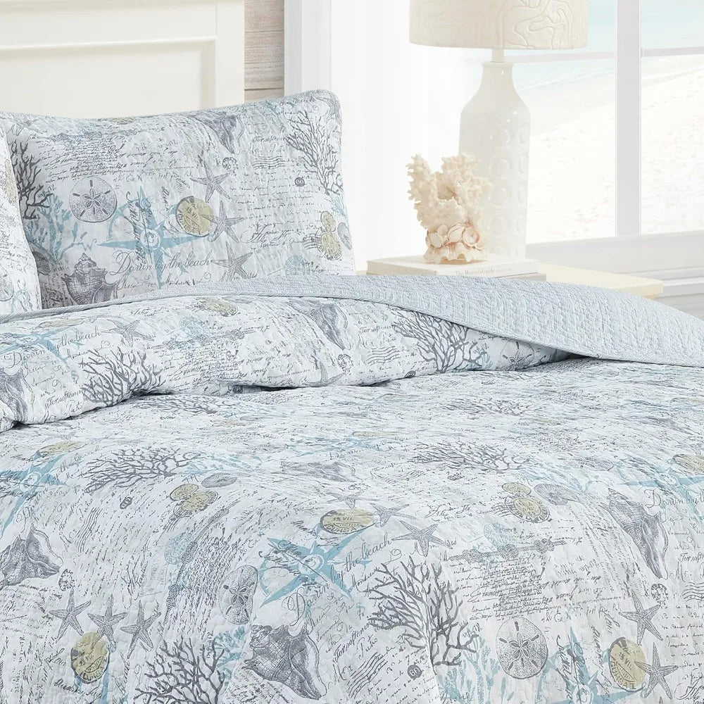 King Quilt Set, Soft & Reversible Woven Bedding with Matching Pillowcases, Medium Weight for Year Round Comfort - Blu Lotus Boutique