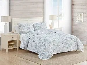 King Quilt Set, Soft & Reversible Woven Bedding with Matching Pillowcases, Medium Weight for Year Round Comfort - Blu Lotus Boutique