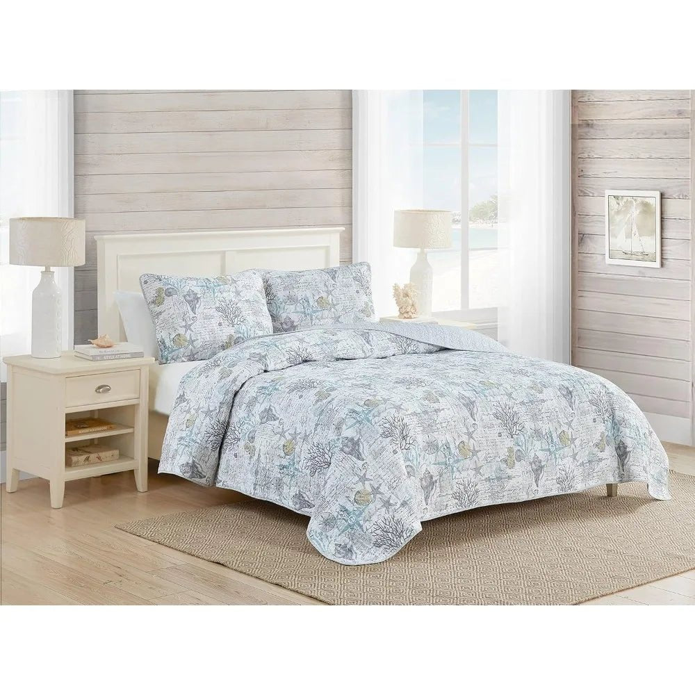 King Quilt Set, Soft & Reversible Woven Bedding with Matching Pillowcases, Medium Weight for Year Round Comfort - Blu Lotus Boutique