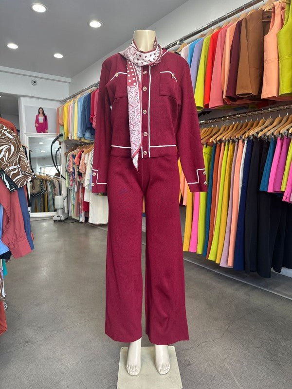 Knit Tailored Ensemble Cardigan & Wide Leg Pants - Blu Lotus Boutique