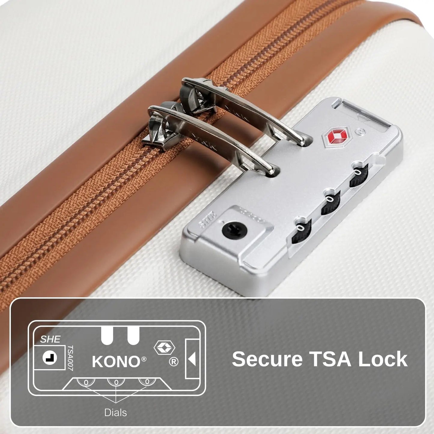 Kono Luxury 6 - Piece Luggage Collection - Hardshell Suitcases + Duffel & Cosmetic Case, 20/24/28" Sizes - Blu Lotus Boutique