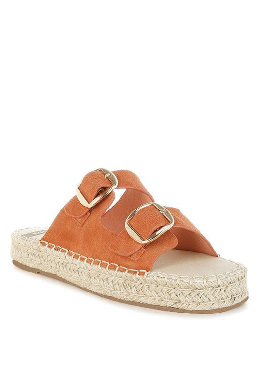 Kuopa Genuine Soft Leather Espadrille Flatform - Blu Lotus Boutique