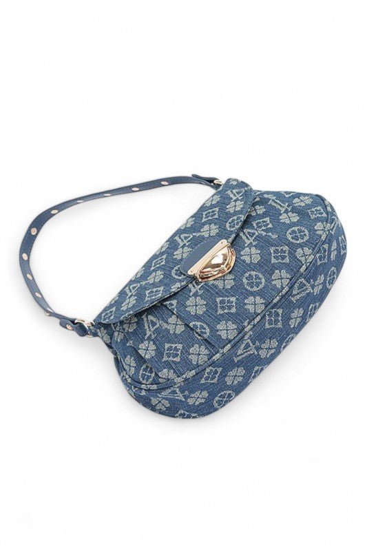 LA Jacquard Denim Fashion Shoulder Bag - Blu Lotus Boutique