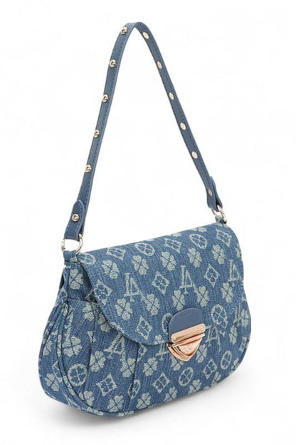LA Jacquard Denim Fashion Shoulder Bag - Blu Lotus Boutique