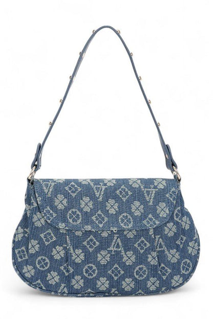 LA Jacquard Denim Fashion Shoulder Bag - Blu Lotus Boutique