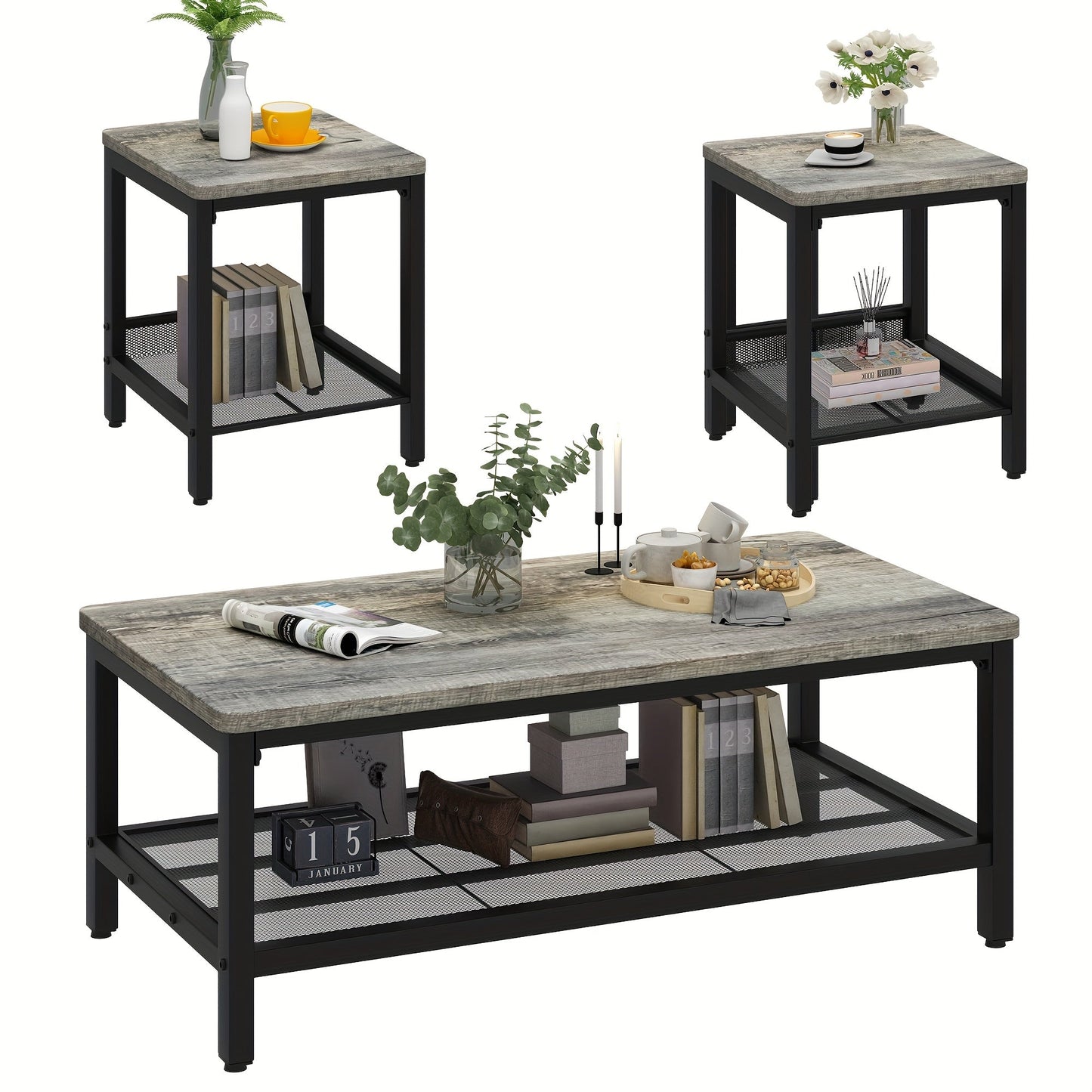 LAMERGE 3Piece Modern Living Room Table Set - Blu Lotus Boutique