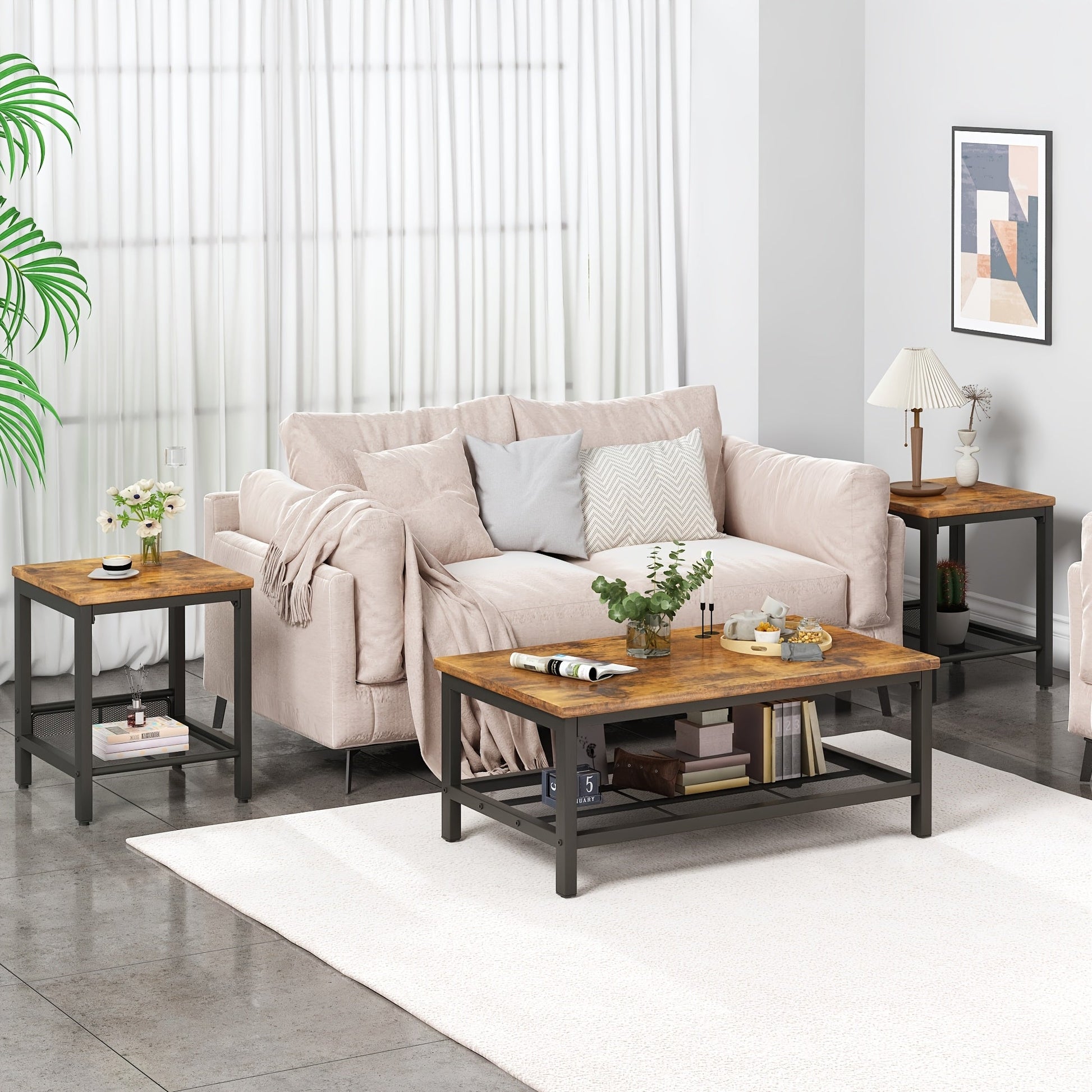 LAMERGE 3Piece Modern Living Room Table Set - Blu Lotus Boutique