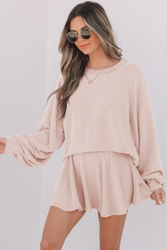 Lantern Sleeve Top High Waist Ruffled Skirt Set - Blu Lotus Boutique