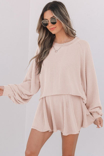 Lantern Sleeve Top High Waist Ruffled Skirt Set - Blu Lotus Boutique