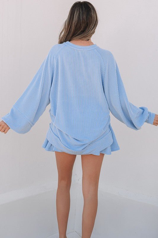 Lantern Sleeve Top High Waist Ruffled Skirt Set - Blu Lotus Boutique