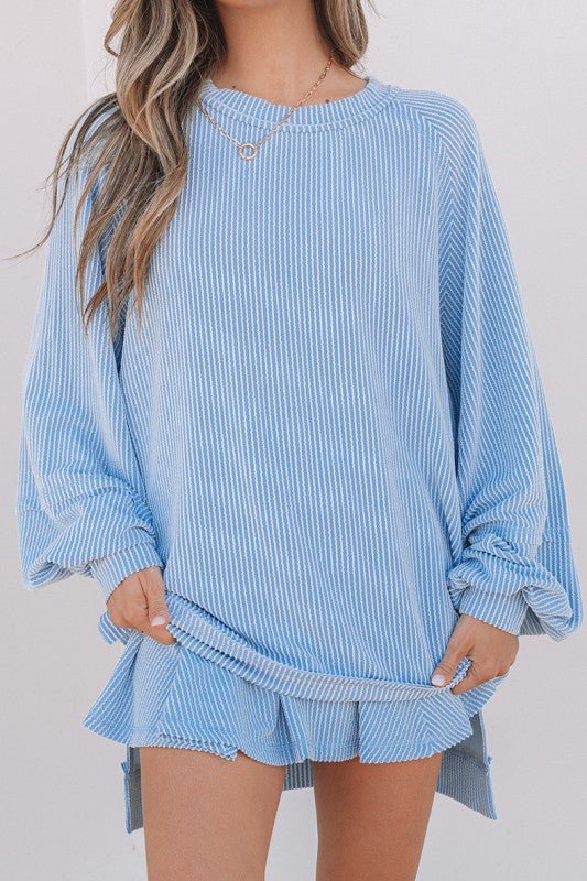 Lantern Sleeve Top High Waist Ruffled Skirt Set - Blu Lotus Boutique