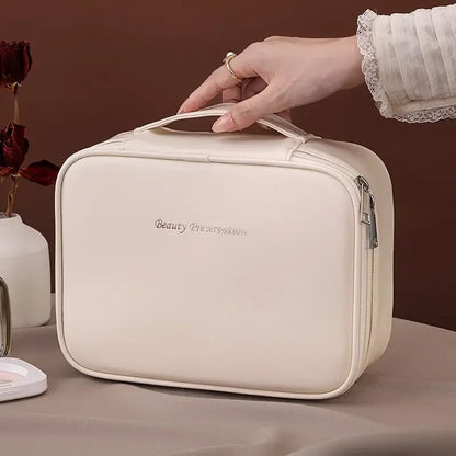 Large Capacity Waterproof PU Cosmetic Bag with Divider, Portable Travel Cosmetic Toiletry Storage Bag, Cosmetic Travel Bag ... - Blu Lotus Boutique