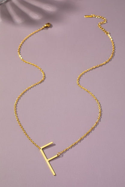 Large stainless steel initial pendant necklace - Blu Lotus Boutique