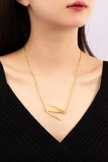 Large stainless steel initial pendant necklace - Blu Lotus Boutique