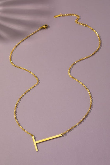 Large stainless steel initial pendant necklace - Blu Lotus Boutique