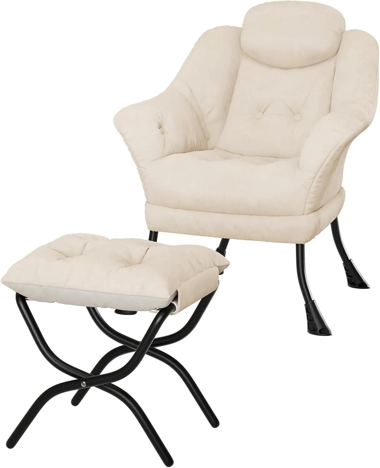 Lazy Chair with Ottoman, Reading Chair with Armrests and A Side Pocket, Modern Lounge Leisure Sofa Armchair, Bedroom Armchair wi - Blu Lotus Boutique