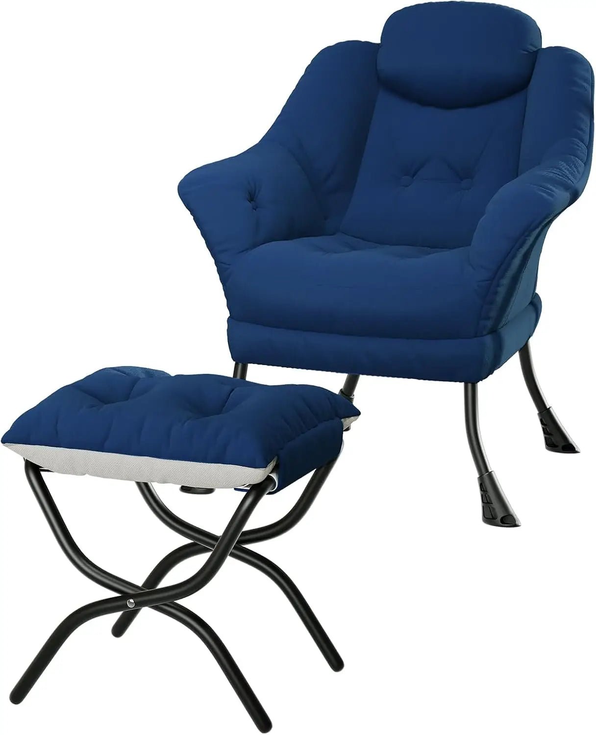 Lazy Chair with Ottoman, Reading Chair with Armrests and A Side Pocket, Modern Lounge Leisure Sofa Armchair, Bedroom Armchair wi - Blu Lotus Boutique