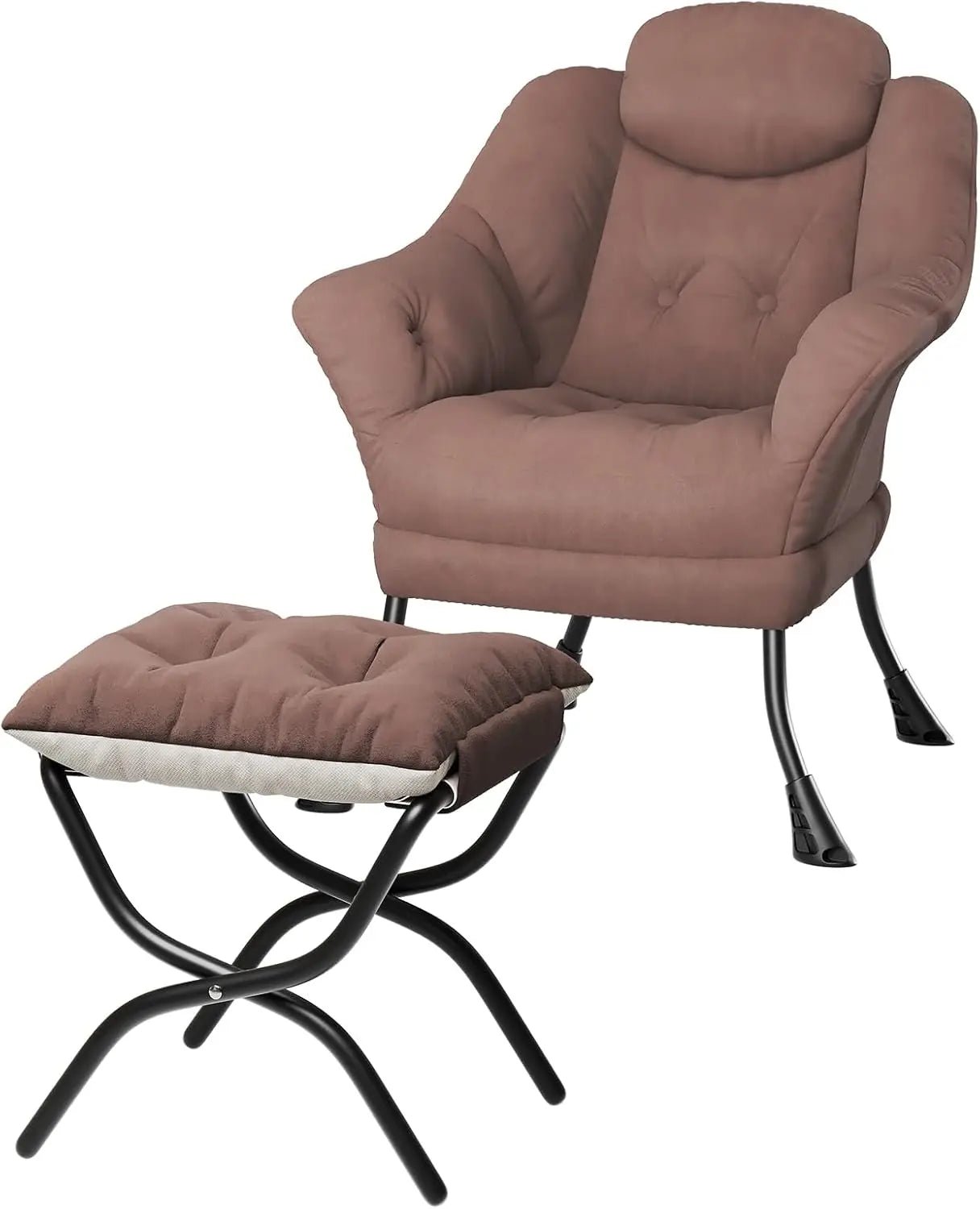 Lazy Chair with Ottoman, Reading Chair with Armrests and A Side Pocket, Modern Lounge Leisure Sofa Armchair, Bedroom Armchair wi - Blu Lotus Boutique