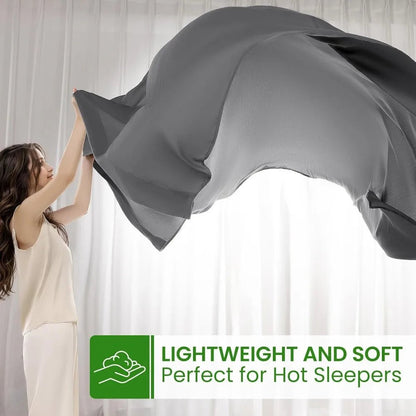 LBRO2M Cooling Bed Sheet 100% Viscose Derived from Bamboo Sheet Set Queen Size 6 Piece,16 Deep Pocket, 1800 TC Sheet Super Soft - Blu Lotus Boutique