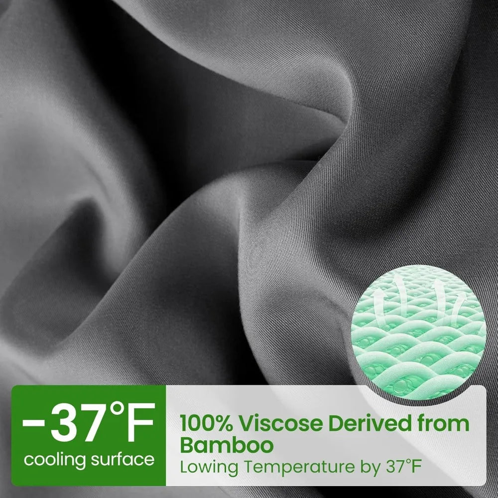 LBRO2M Cooling Bed Sheet 100% Viscose Derived from Bamboo Sheet Set Queen Size 6 Piece,16 Deep Pocket, 1800 TC Sheet Super Soft - Blu Lotus Boutique