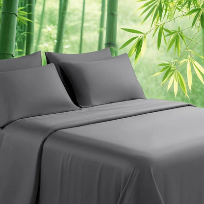 LBRO2M Cooling Bed Sheet 100% Viscose Derived from Bamboo Sheet Set Queen Size 6 Piece,16 Deep Pocket, 1800 TC Sheet Super Soft - Blu Lotus Boutique