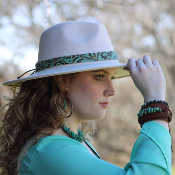 Leather Cuff with Large Natural Turquoise Chunks - Blu Lotus Boutique
