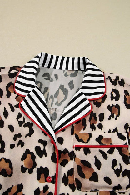 Leopard Colorblock Stripe Edge Shirt and Pants Paj - Blu Lotus Boutique