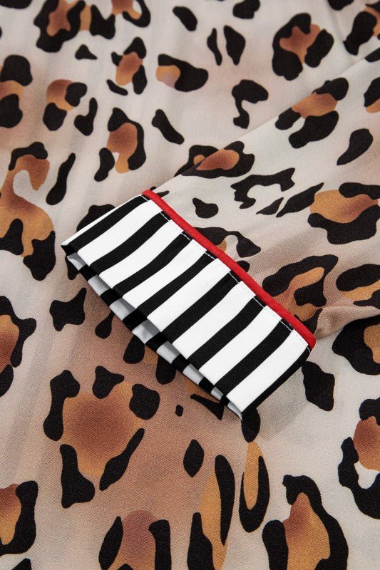 Leopard Colorblock Stripe Edge Shirt and Pants Paj - Blu Lotus Boutique