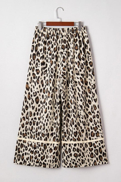 Leopard Wide Leg Cropped Pants - Blu Lotus Boutique