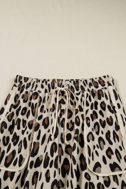 Leopard Wide Leg Cropped Pants - Blu Lotus Boutique