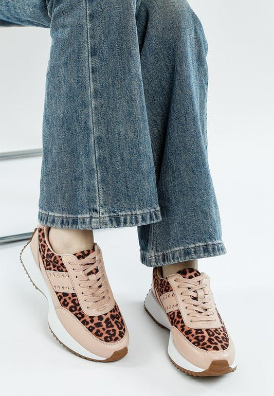 Lepark Real Leather Leopard Print Sneakers - Blu Lotus Boutique
