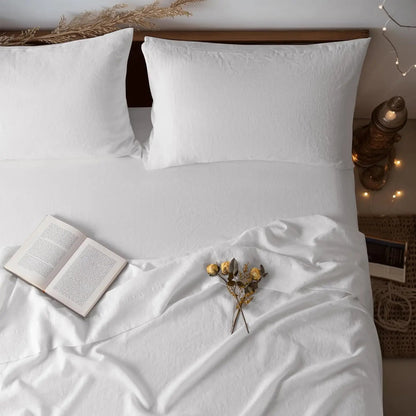 Linen Sheets Set,100% French Stone Washed Pure Linen Bed Sheets, 3 Pieces (1 Flat Sheet, 2 Pillowcase) Suitable for Hot Sleepers - Blu Lotus Boutique