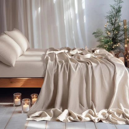 Linen Sheets Set,100% French Stone Washed Pure Linen Bed Sheets, 3 Pieces (1 Flat Sheet, 2 Pillowcase) Suitable for Hot Sleepers - Blu Lotus Boutique