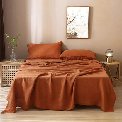 Linen Sheets Set,100% French Stone Washed Pure Linen Bed Sheets, 3 Pieces (1 Flat Sheet, 2 Pillowcase) Suitable for Hot Sleepers - Blu Lotus Boutique