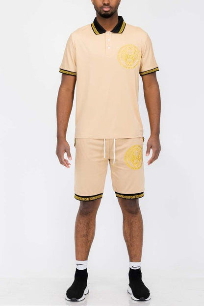 Lion Head Polo Shirt and Short Set - Blu Lotus Boutique