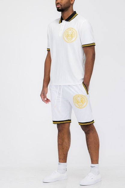Lion Head Polo Shirt and Short Set - Blu Lotus Boutique
