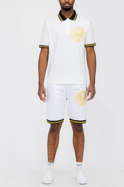 Lion Head Polo Shirt and Short Set - Blu Lotus Boutique
