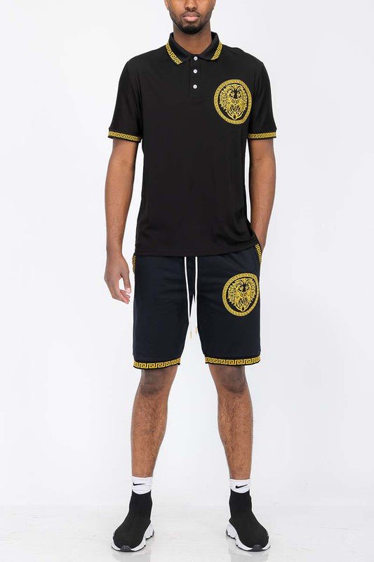Lion Head Polo Shirt and Short Set - Blu Lotus Boutique