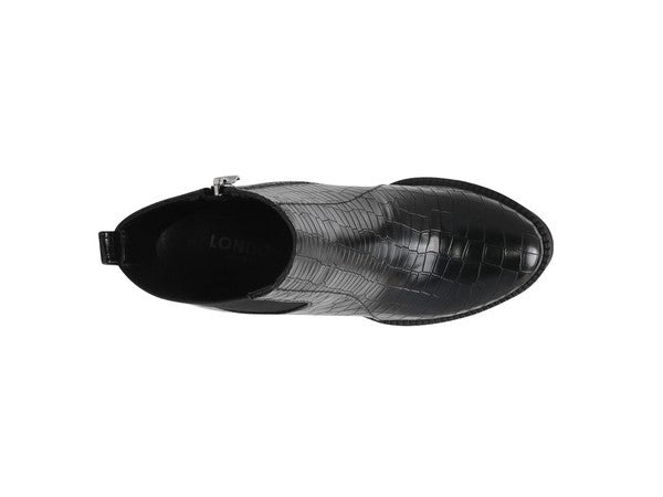 LONDON RAG BEATRIZ CROC PRINT BLOCK HEEL BOOTS - Blu Lotus Boutique