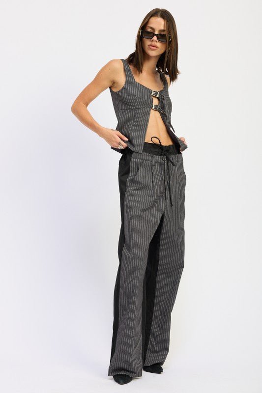 LOOSE FIT MIX MEDIA PANTS - Blu Lotus Boutique