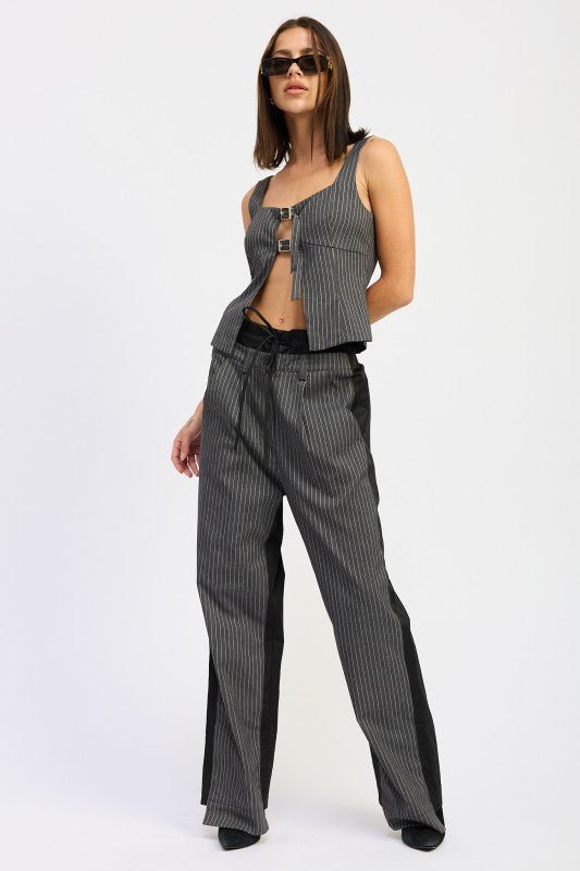 LOOSE FIT MIX MEDIA PANTS - Blu Lotus Boutique