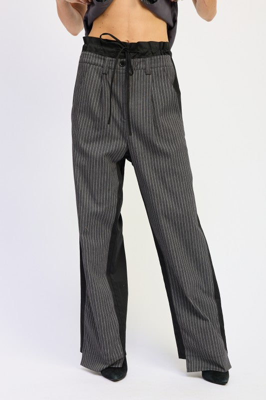 LOOSE FIT MIX MEDIA PANTS - Blu Lotus Boutique