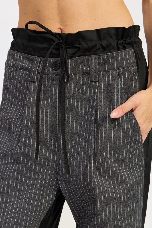 LOOSE FIT MIX MEDIA PANTS - Blu Lotus Boutique