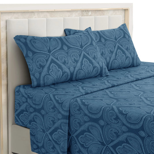 Lux Decor 4 - Piece Paisley Bed Sheet Set – Soft Brushed Microfiber Sheets with 16" Deep Pockets – Wrinkle - Resistant Bedding - Blu Lotus Boutique