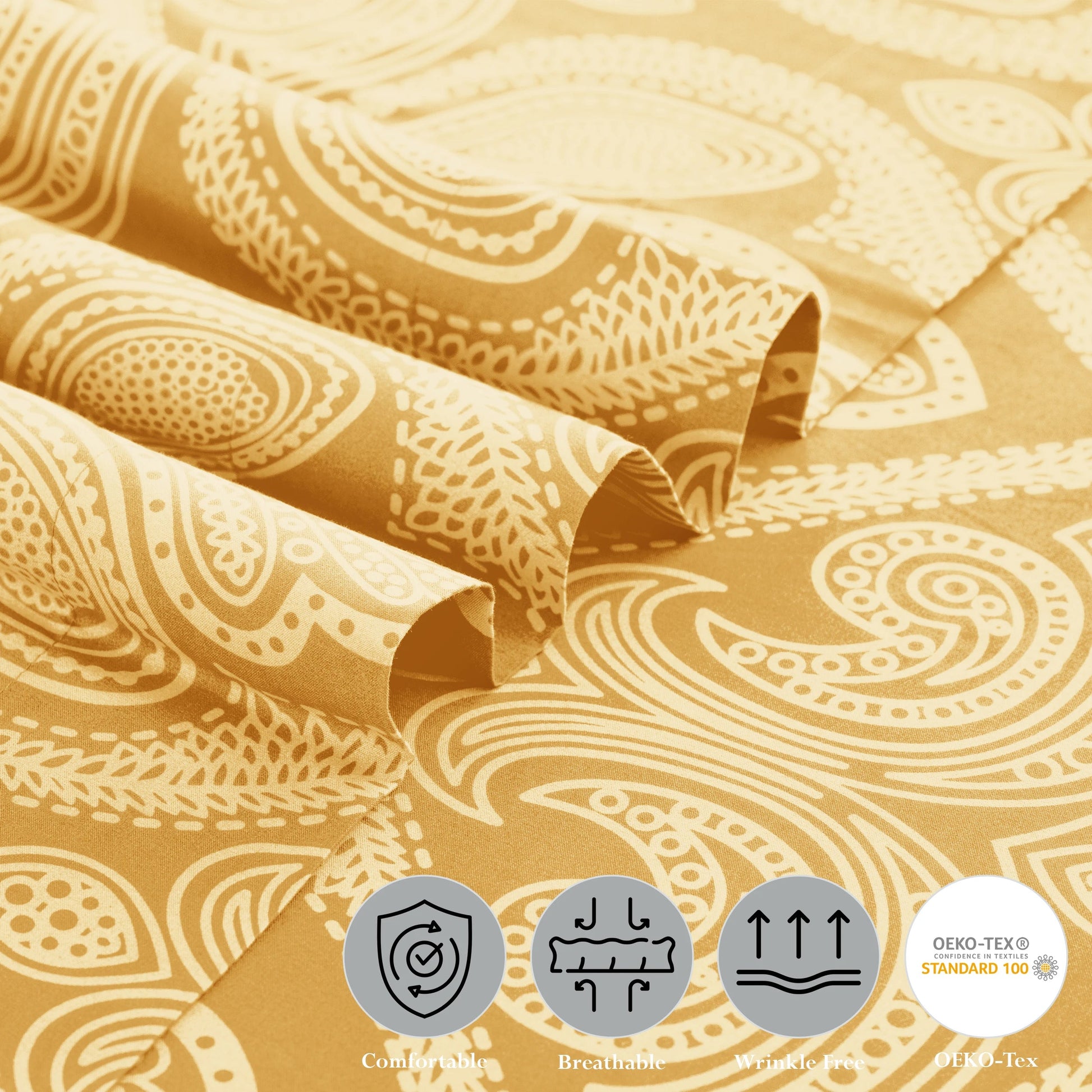 Lux Decor 4 - Piece Paisley Bed Sheet Set – Soft Brushed Microfiber Sheets with 16" Deep Pockets – Wrinkle - Resistant Bedding - Blu Lotus Boutique