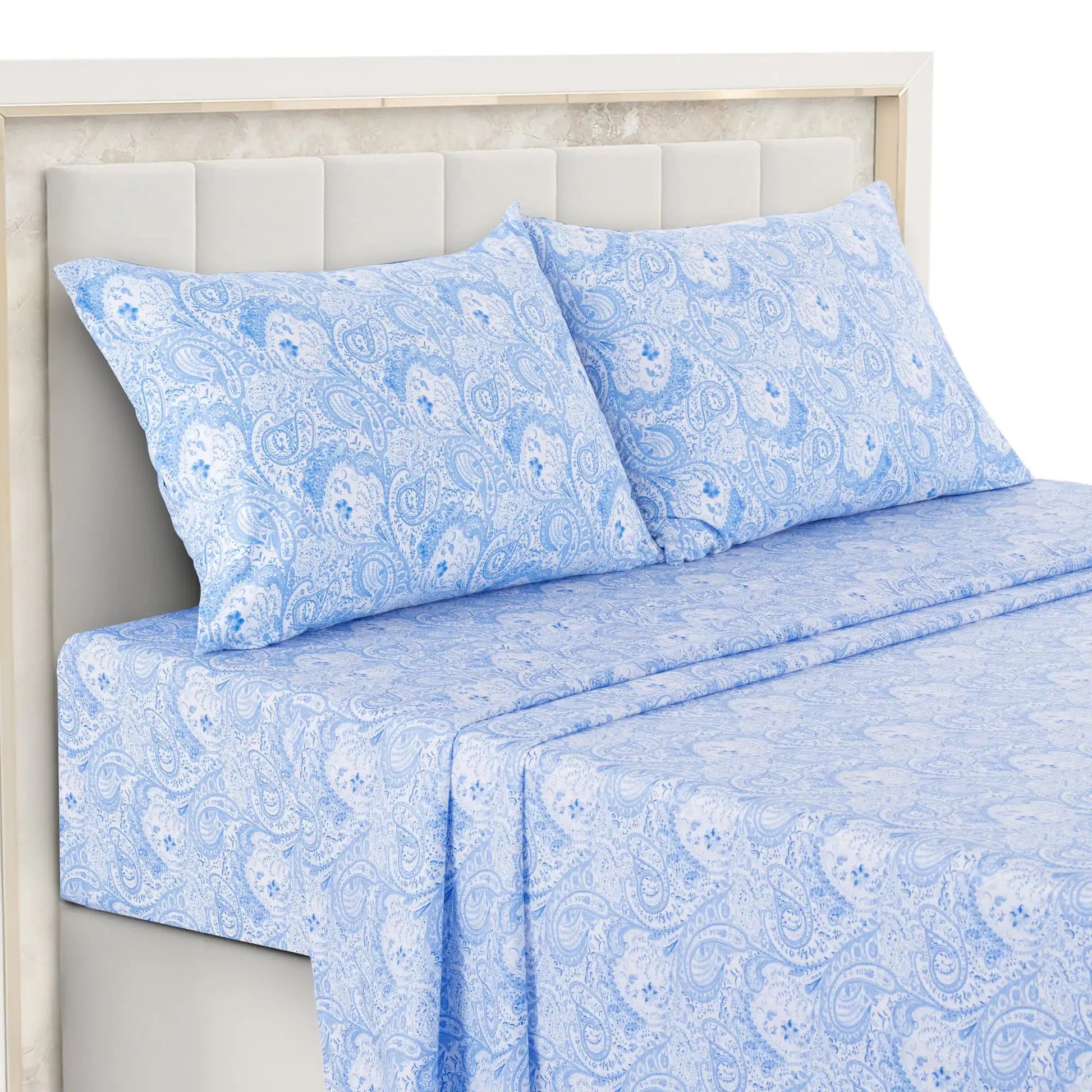 Lux Decor 4 - Piece Paisley Bed Sheet Set – Soft Brushed Microfiber Sheets with 16" Deep Pockets – Wrinkle - Resistant Bedding - Blu Lotus Boutique