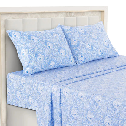 Lux Decor 4 - Piece Paisley Bed Sheet Set – Soft Brushed Microfiber Sheets with 16" Deep Pockets – Wrinkle - Resistant Bedding - Blu Lotus Boutique
