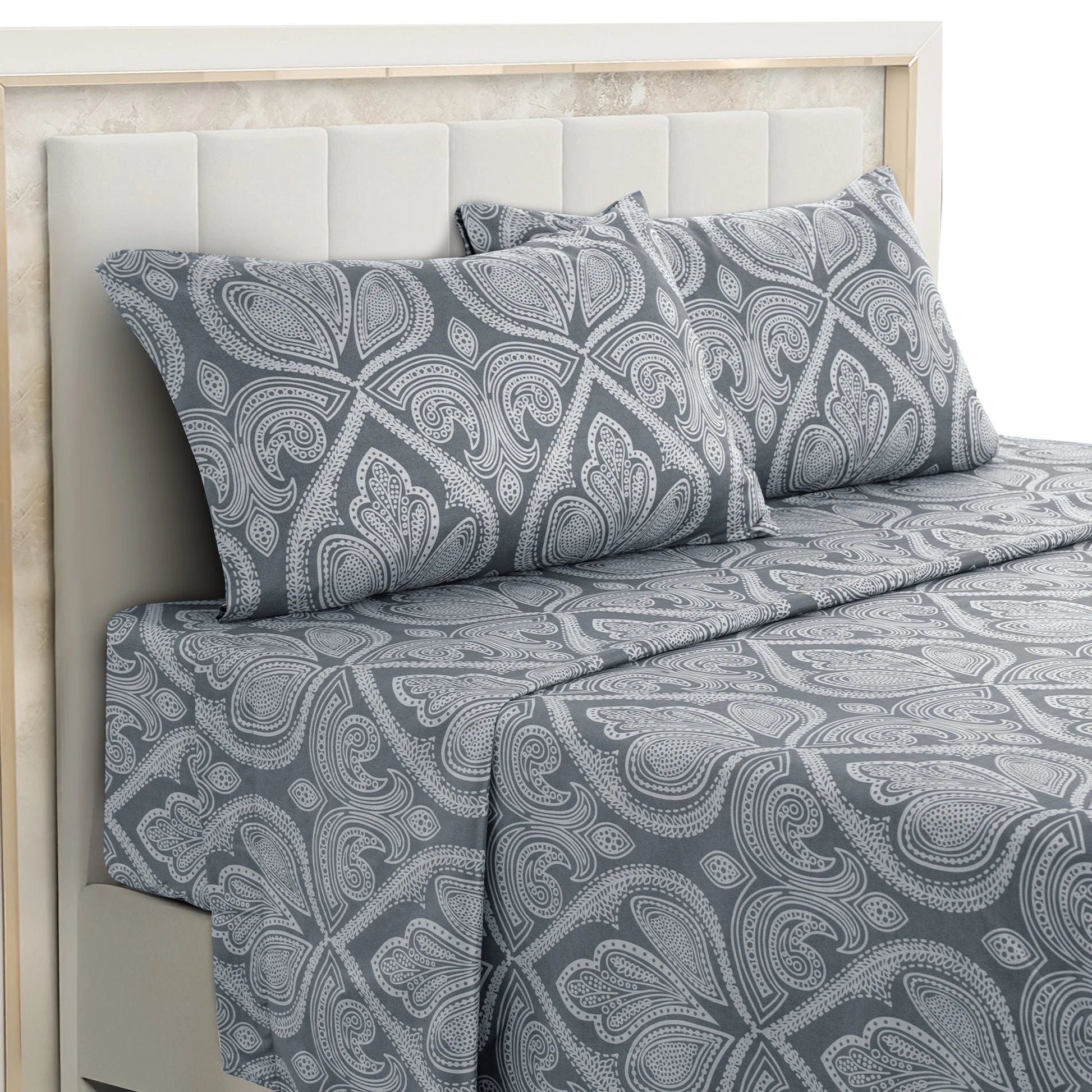 Lux Decor 4 - Piece Paisley Bed Sheet Set – Soft Brushed Microfiber Sheets with 16" Deep Pockets – Wrinkle - Resistant Bedding - Blu Lotus Boutique